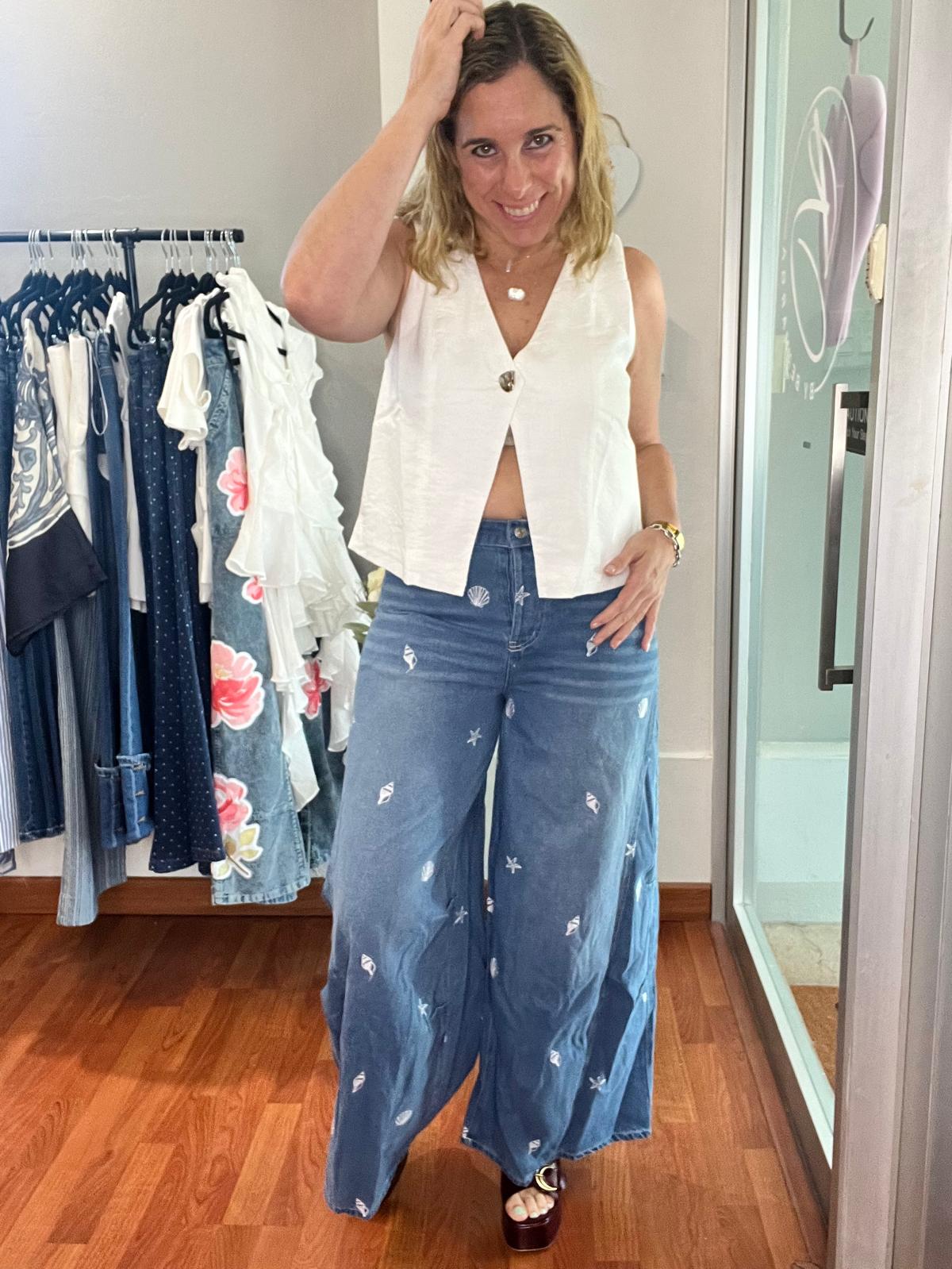 Shells Embroidered Denim