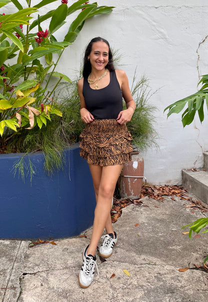 Animal Ruffle Skort