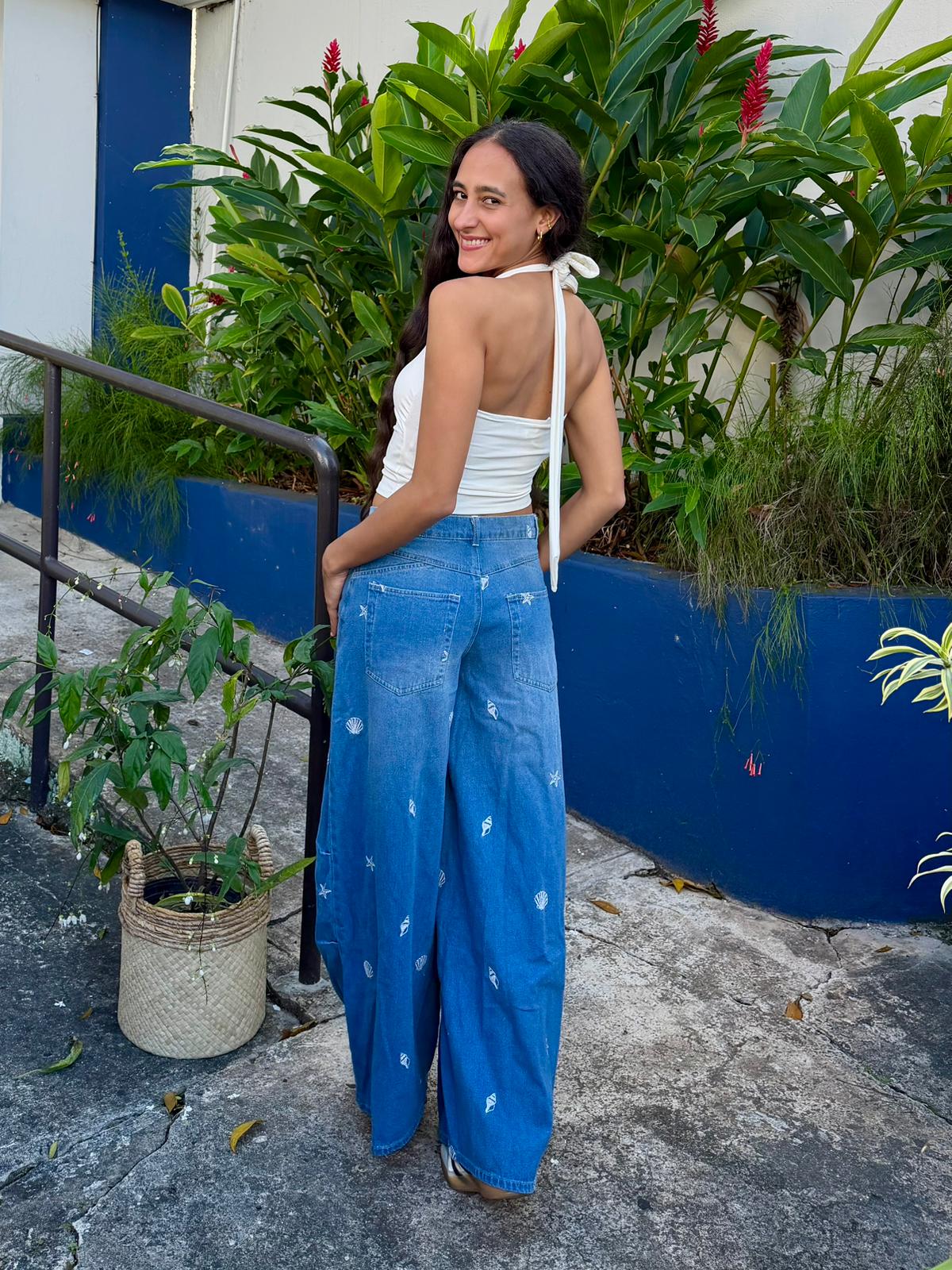 Shells Embroidered Denim