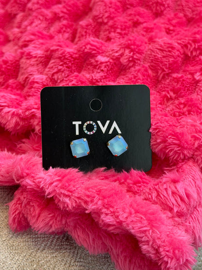 TOVA Nikki Medium Studs Aquamarine Frost