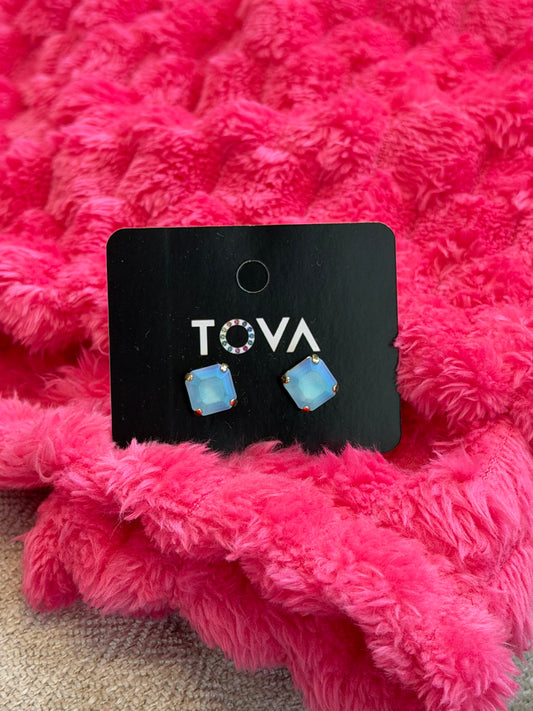 TOVA Nikki Medium Studs Aquamarine Frost