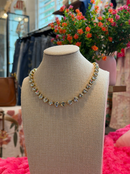 TOVA Oakland Necklace in Antique Silver Clear