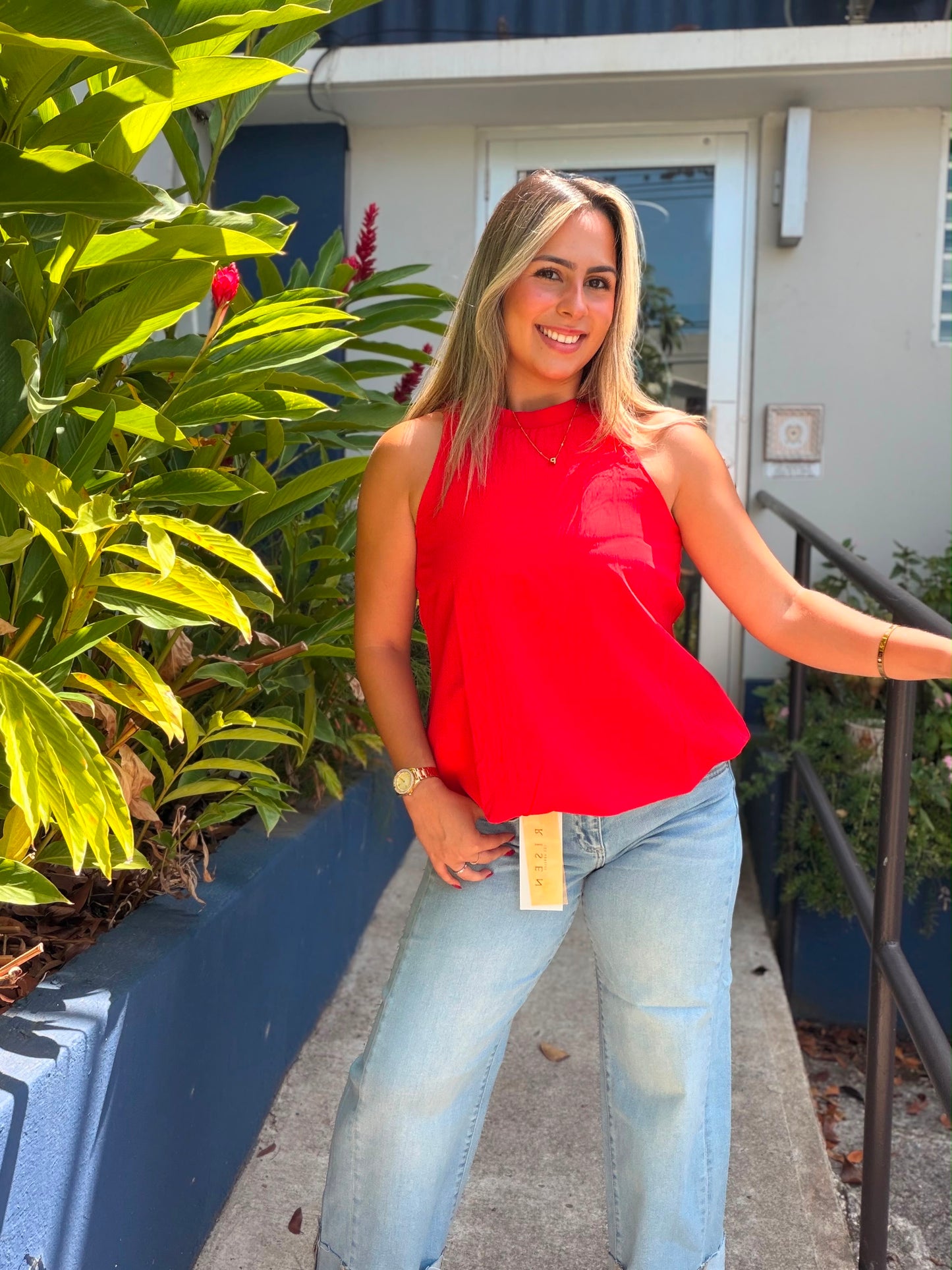 Red Bloom Top
