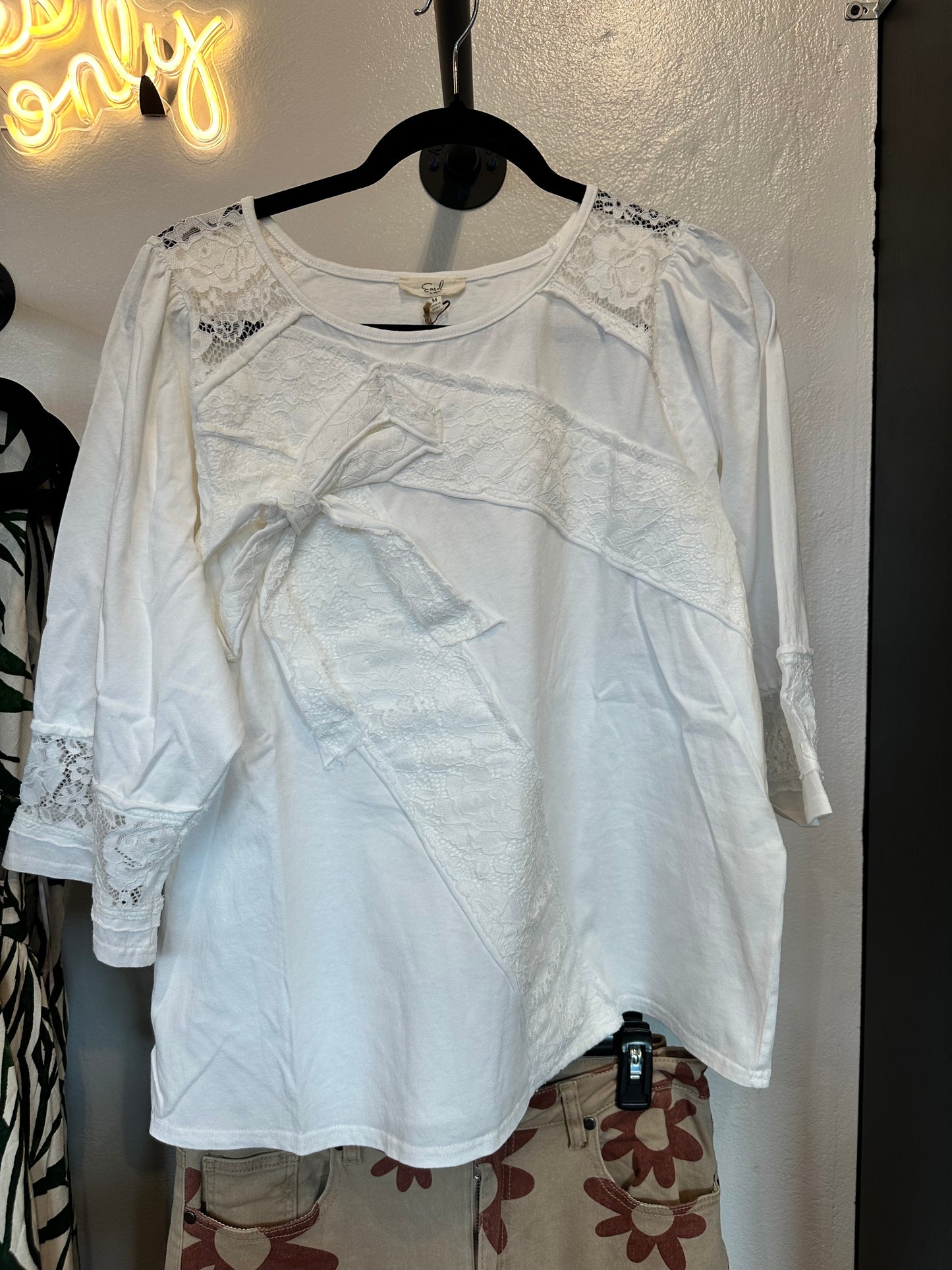 White Lazo Lace Top