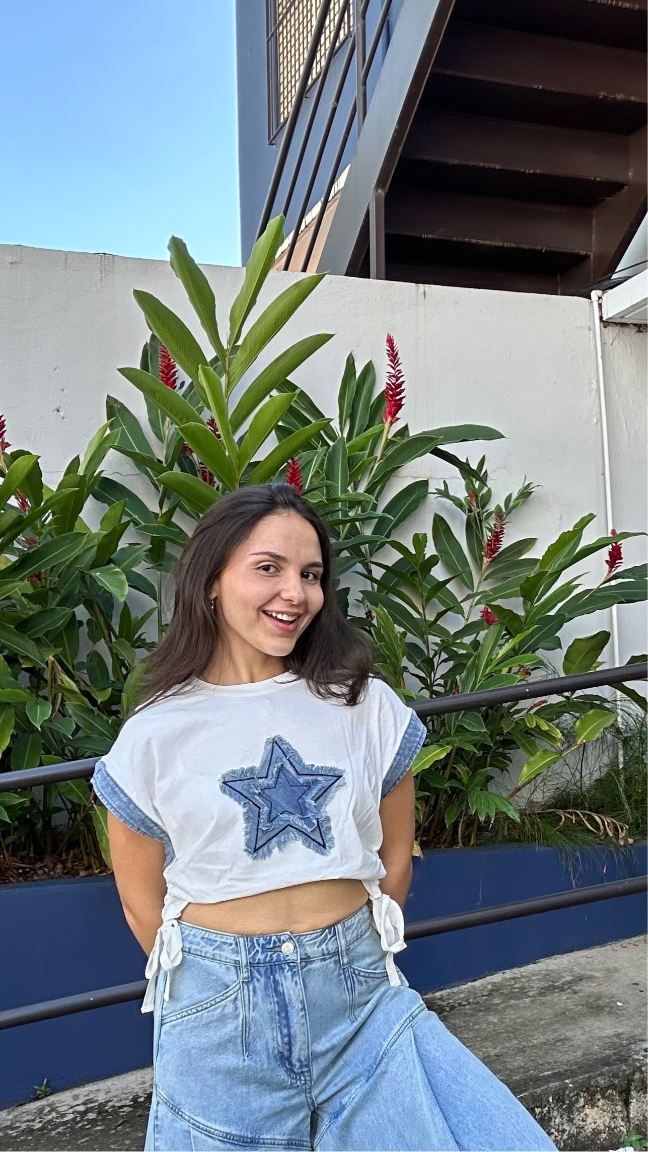 Star denim top