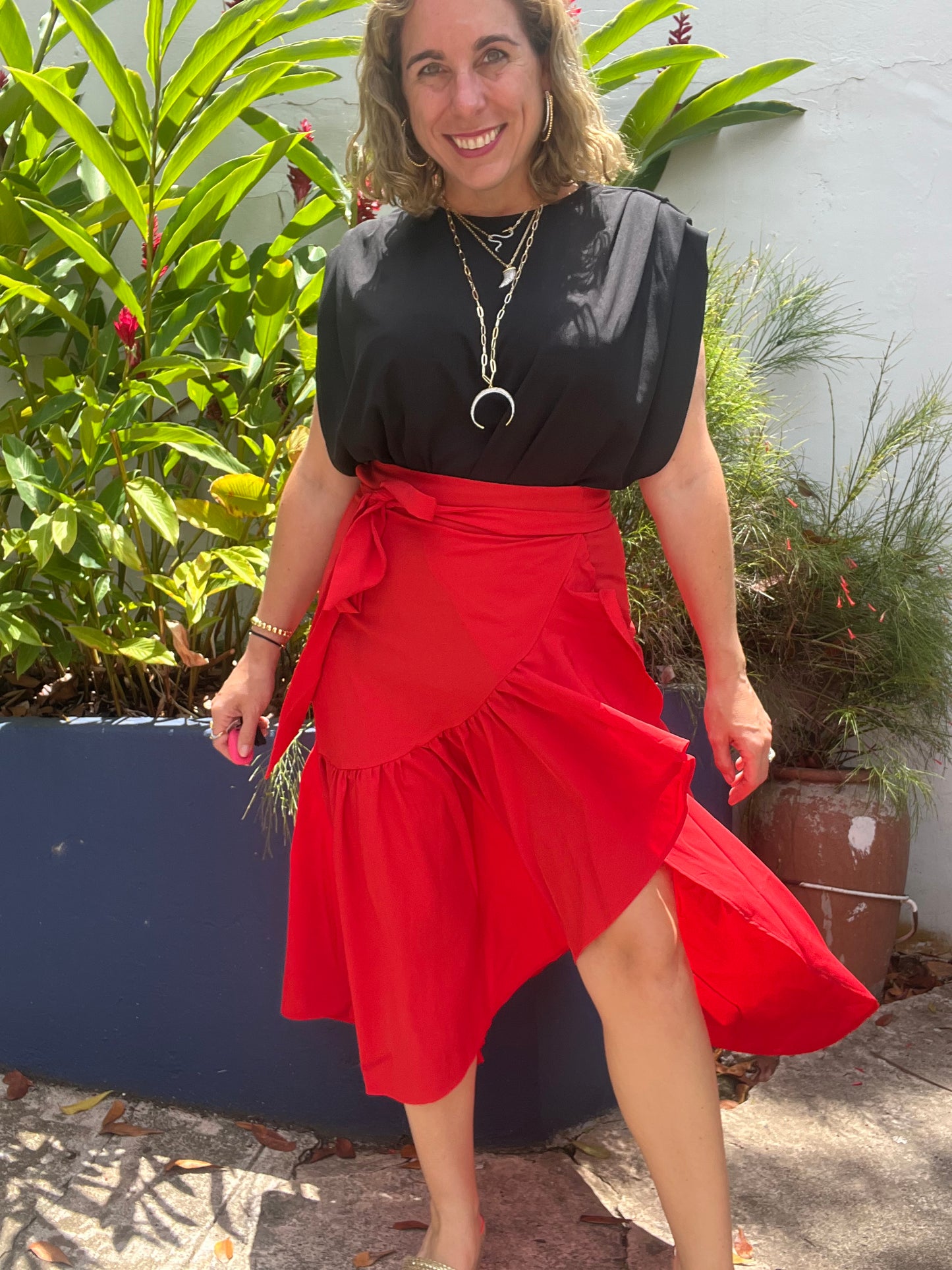Red Solid Skirt