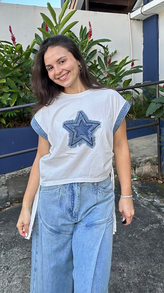 Star denim top