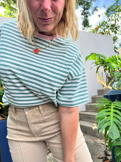 Green/Pink Striped Top