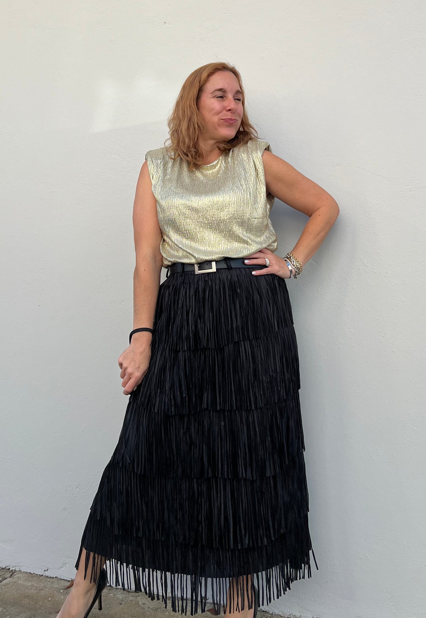 Black fringe skirt