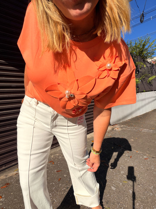 Coral Floral Top