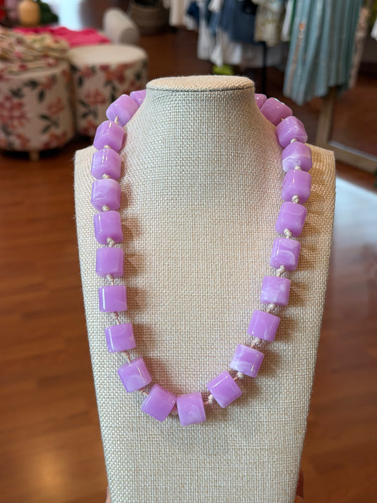 Purple Square Beaded Necklace