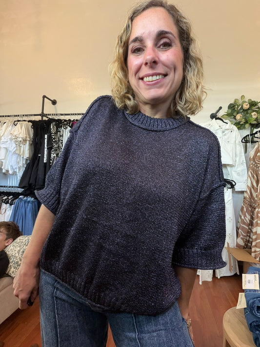 Navy Sweater Top