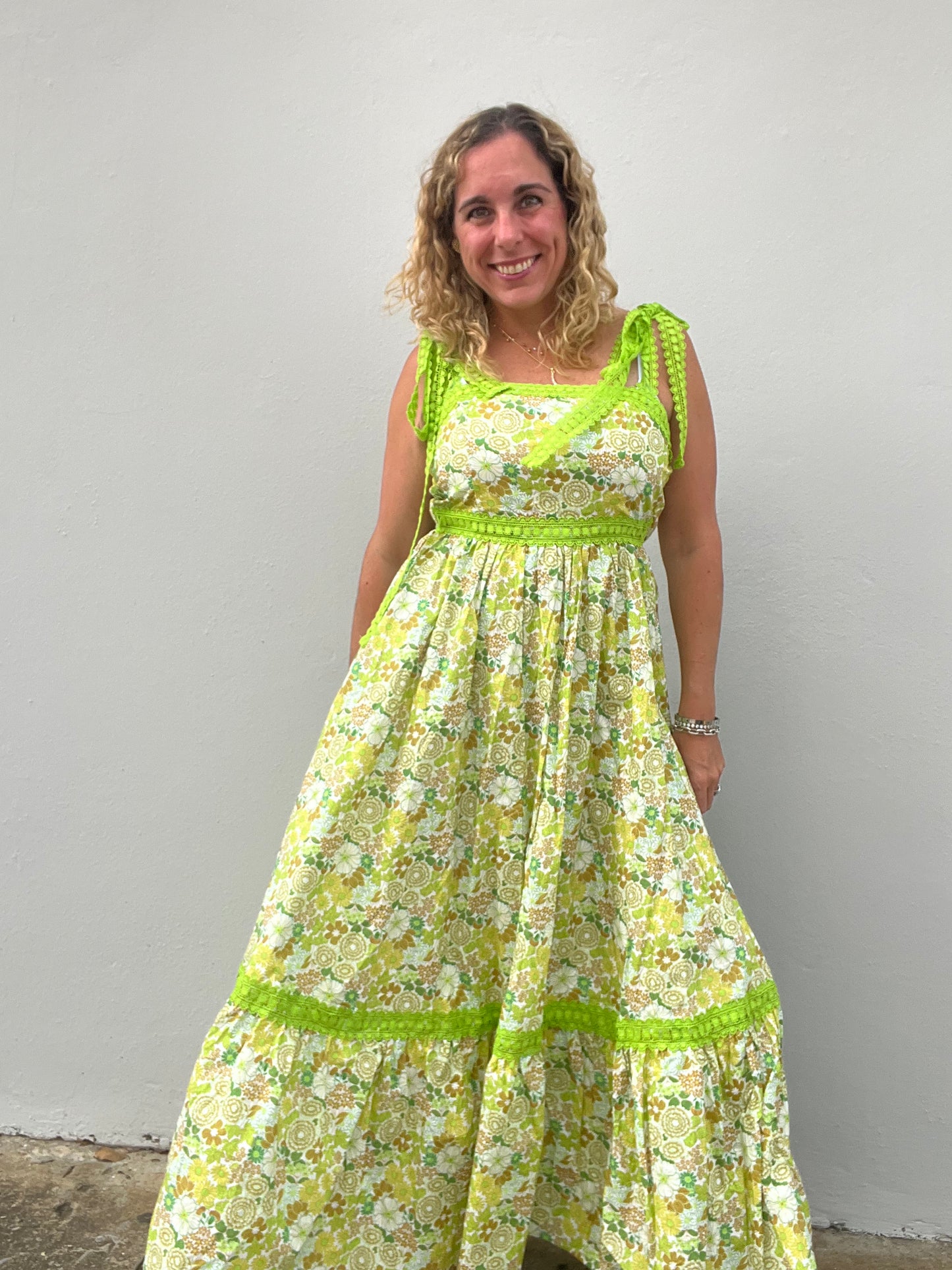 Green combo maxi dress