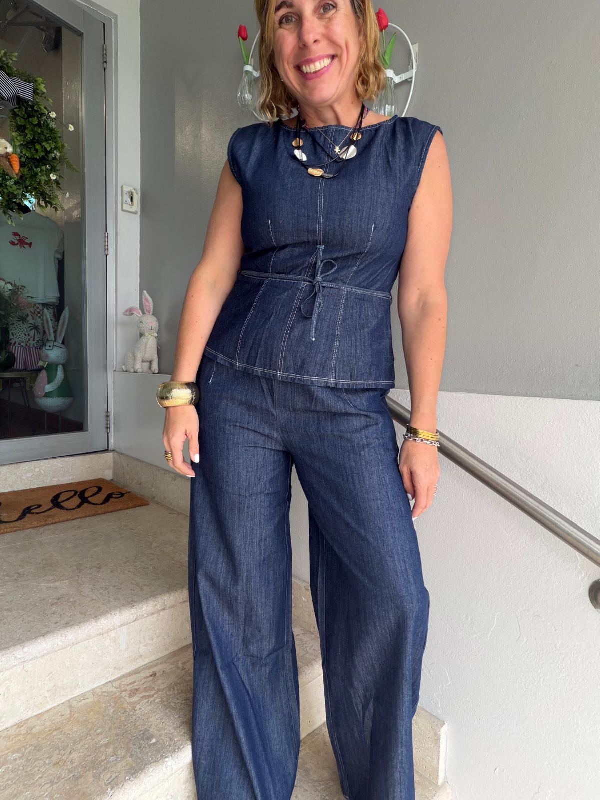 Boatneck demin pant