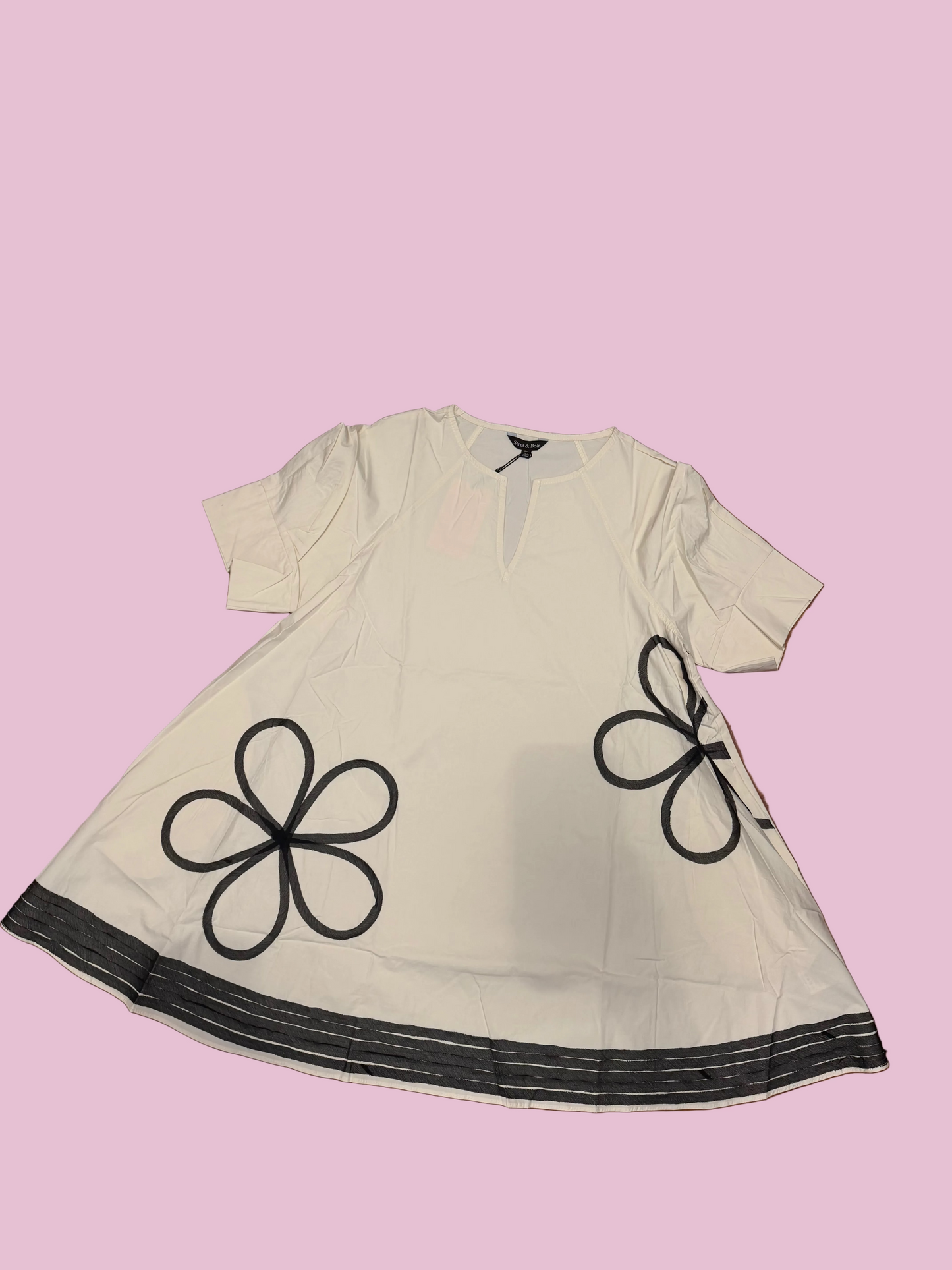 Black Flower Poplin Dress