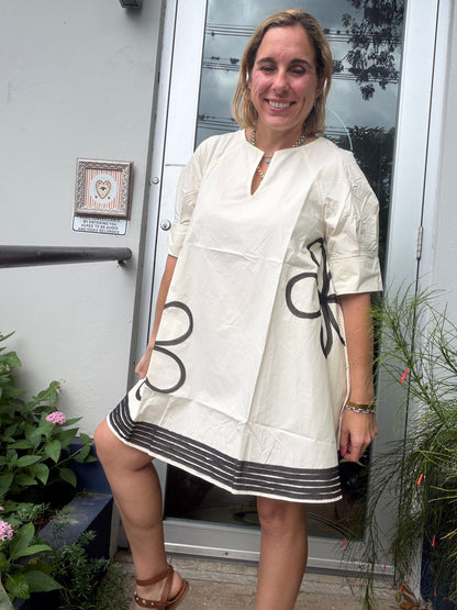 Black Flower Poplin Dress