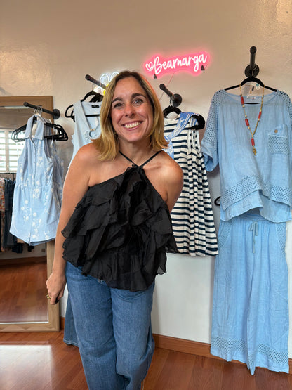 Black Ruffles Top