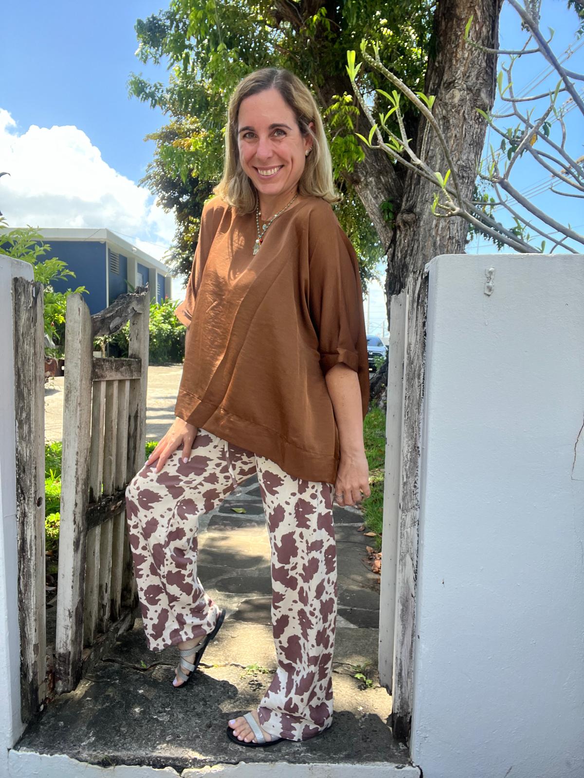 Brown Satin Top