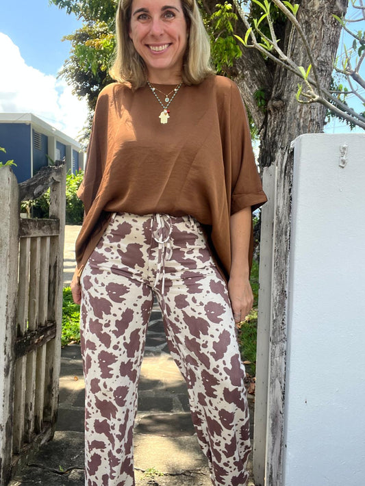 Brown Satin Top