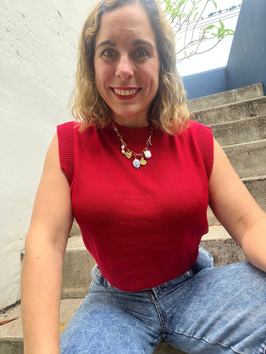 Red Knitted Top
