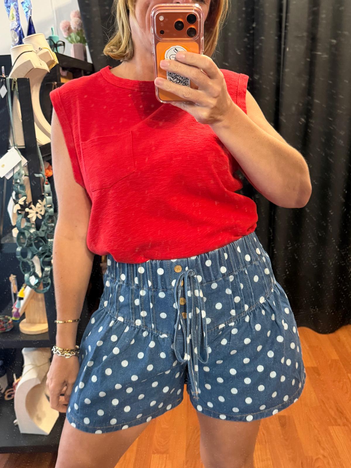 Polka Dots Denim Short