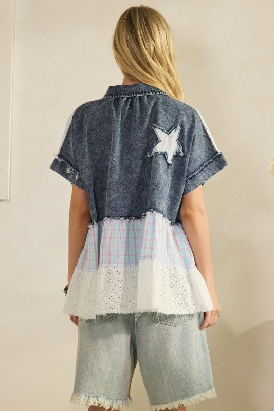 Kassy Stars & Denim Top