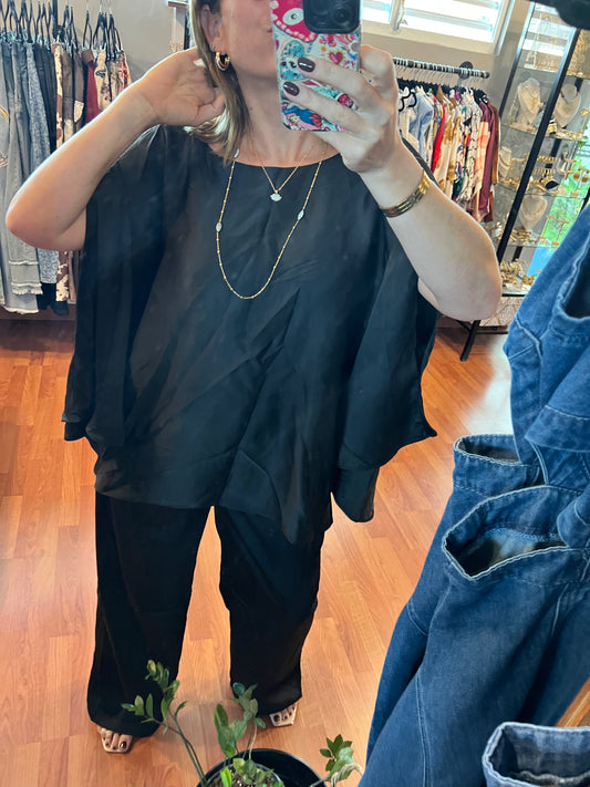 Black Satin Set