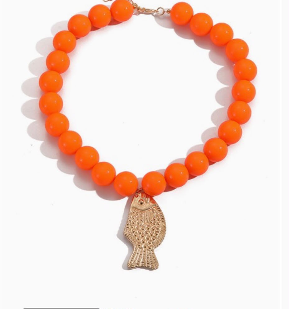 Fish Pendant Necklace Orange