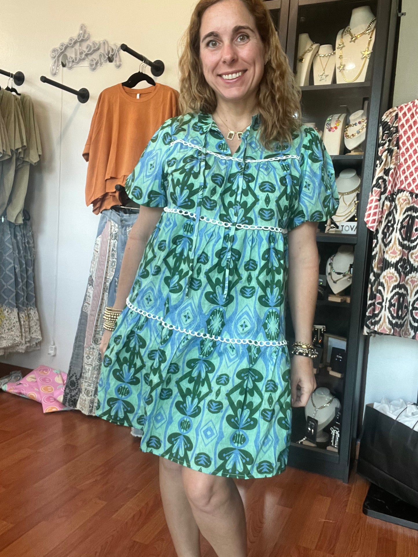 Green mix dress