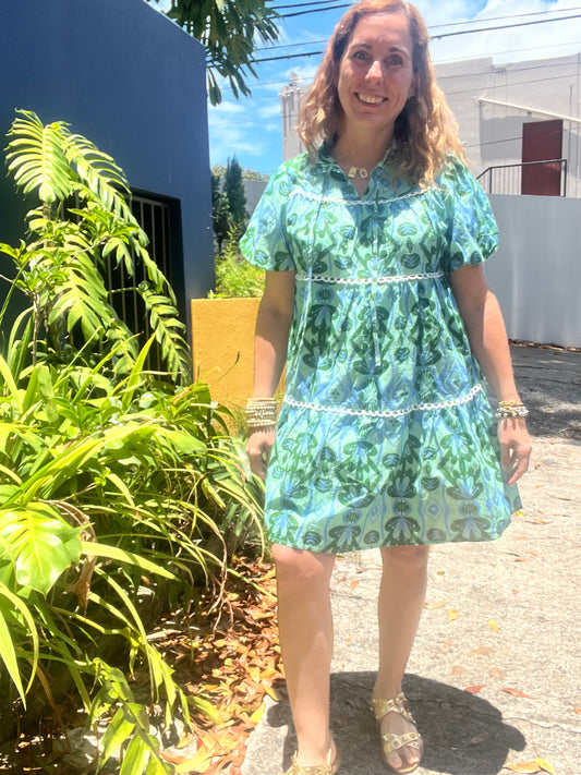 Green mix dress