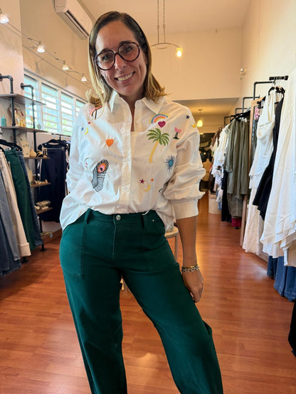Tropic Embroidery Top