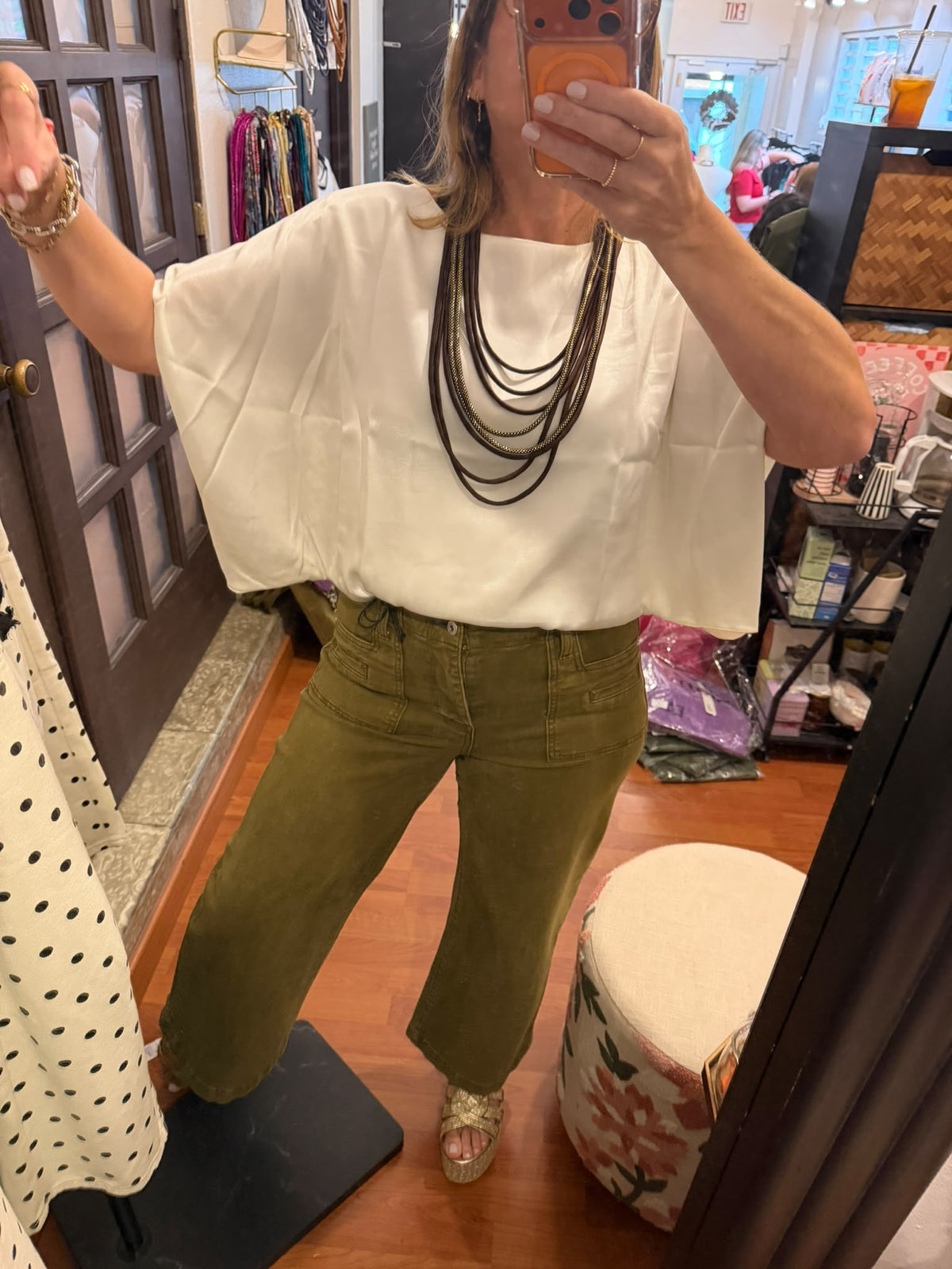 Off white Satin Top