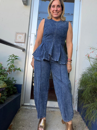 Striped denim set
